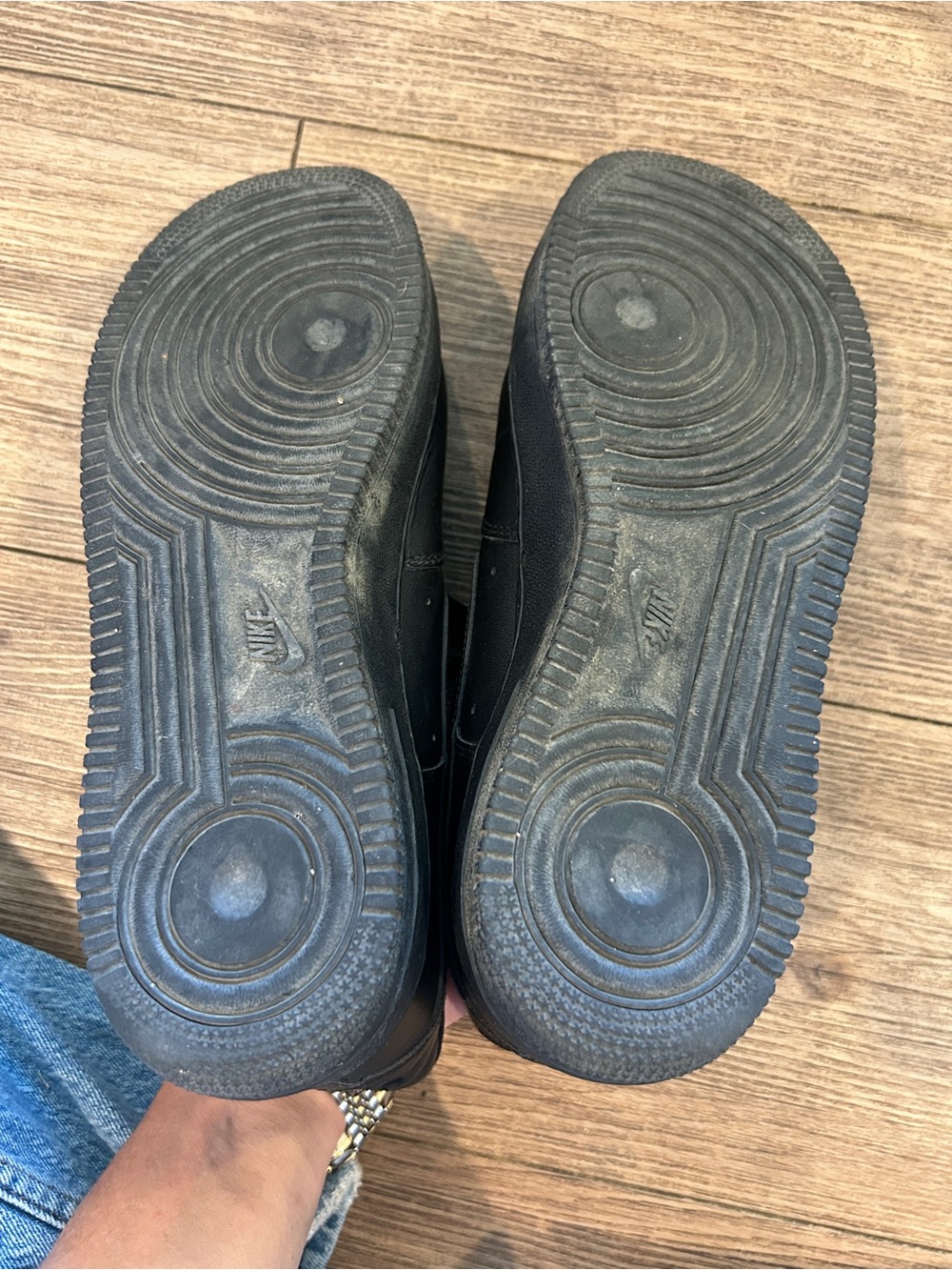 Nike AIR FORCE 1 LOW '07 Black Black. (315122-001). Men's 10.5. Pre-Owned. - Picture 6 of 8